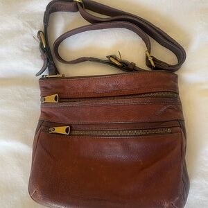 Fossil Rich Brown Leather Crossbody Bag